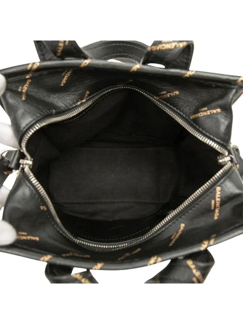 Balenciaga Logo Tote Shoulder Bag 2-Way Black Leather